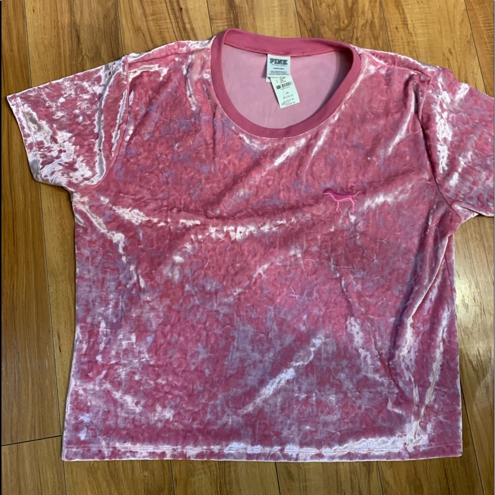 NWT Vicotira’s Secret PINK velvet t-shirt